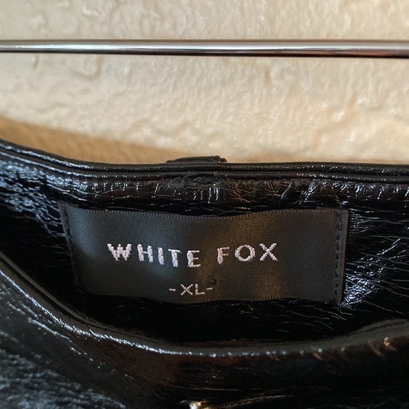 White fox shiny black faux leather pants - Picture 7 of 10
